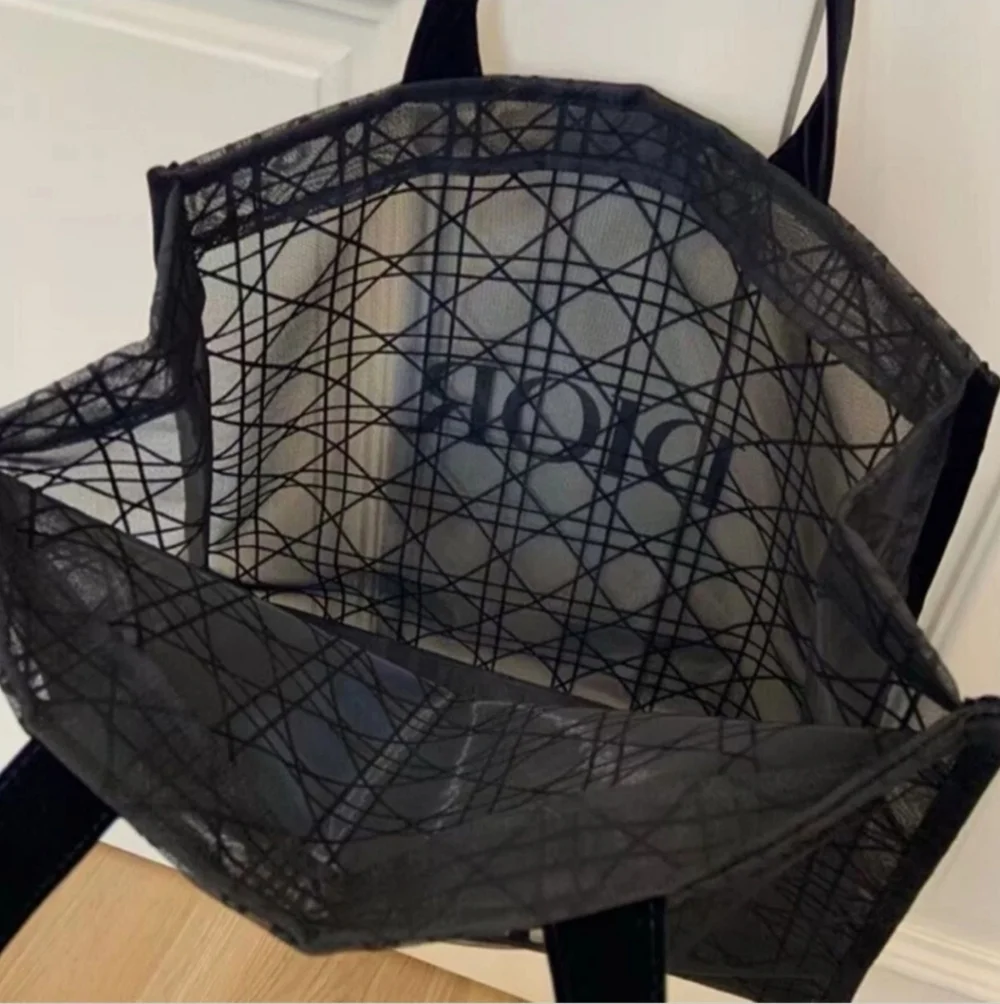 DIOR Black Velvet Mesh Cannage Pattern Tote Bag, GWP, New! - Picture 4 of 9